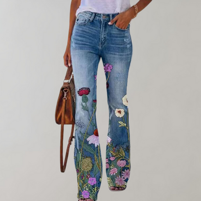 Freja - Flare Jeans met Prints - Uniek en Comfortabel - Voor Dames - Zomercollectie