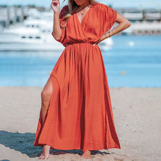 Sophie - Maxi Jurk met V-hals - Comfortabele Pasvorm - Voor Dames - Zomeruitjes