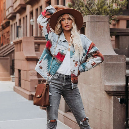 Lina - Vintage Denim Jasje - Losse Pasvorm - Voor Dames - Herfst Mode