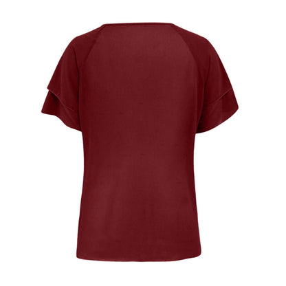 Sophie - Chiffon Blouse met Ruches - Elegante Asymmetrische Zoom - Voor Dames - Zomerlook