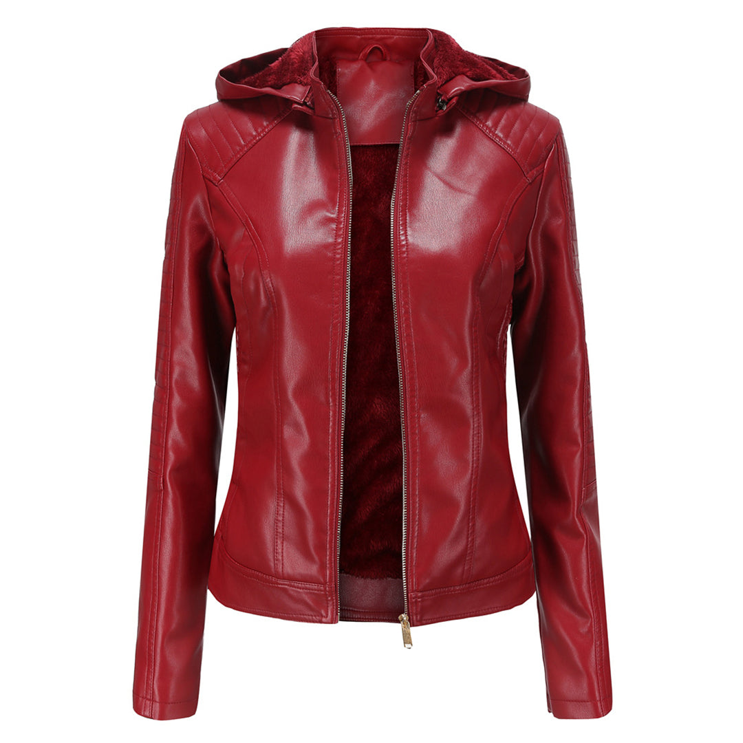 Livia - Leren Jas met Afneembare Capuchon - Tijdloos Elegant - Voor Dames - Herfst/Lente