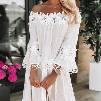 Elena - Off-Shoulder Zomerjurk - Elegant en Verfijnd - Voor Dames - Zomeroccasion