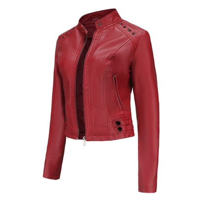 Isabelle - Leren Jas met Kraag en Rits - Elegante Look - Voor Dames - Perfect voor Elke Gelegenheid