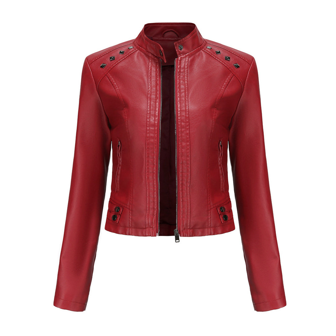 Isabelle - Leren Jas met Kraag en Rits - Elegante Look - Voor Dames - Perfect voor Elke Gelegenheid