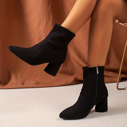 Lotte - Laarzen met Blokhak en Spitse Teen - Comfortabel en Stijlvol - Voor Dames - Perfect voor Elke Gelegenheid