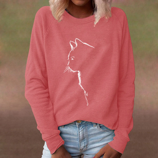Luna - Kattenprint Trui - Speelse Ontwerp - Voor Dames - Casual Gelegenheden
